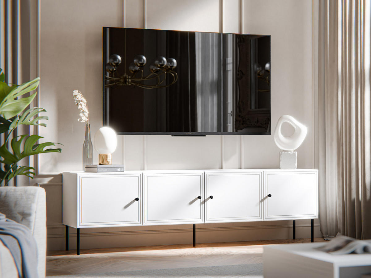 TV-LOWBOARD Palazzo Bis 200 4D - Schwarz/Weiß, Holzwerkstoff/Kunststoff (201/40/60cm) - MIRJAN24
