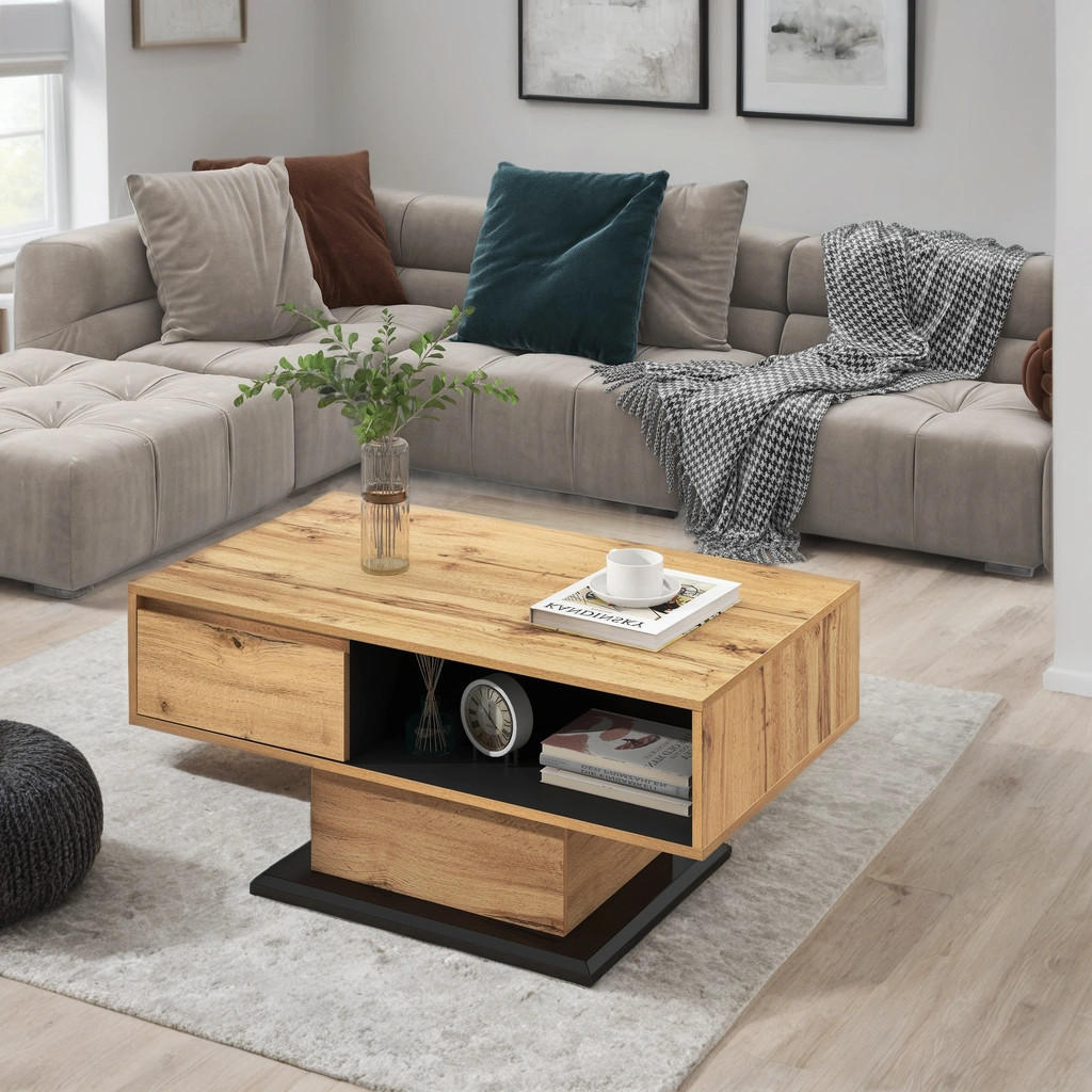 COUCHTISCH Schwarz und Braun 100/47/60 cm - Braun, Holzwerkstoff (100/47/60cm) - Urban Meuble