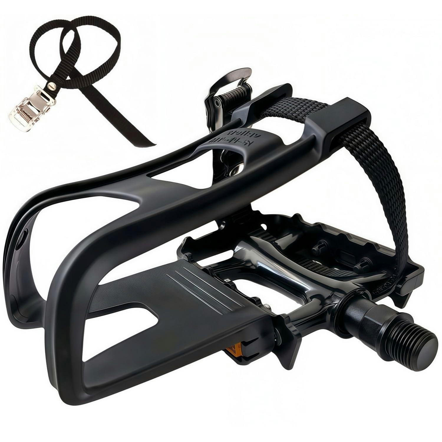 FAHRRADPEDALE mit Zehenclips und Fußschlaufen Schwarz - Schwarz, Kunststoff (6.4/1.5/9.9cm)