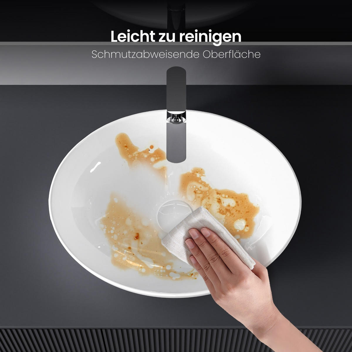 WASCHBECKEN Oval Keramik Weiß Glänzend 52 / 39,5 / 13 cm - Weiß, Keramik (39.5/13/52cm) - EMKE