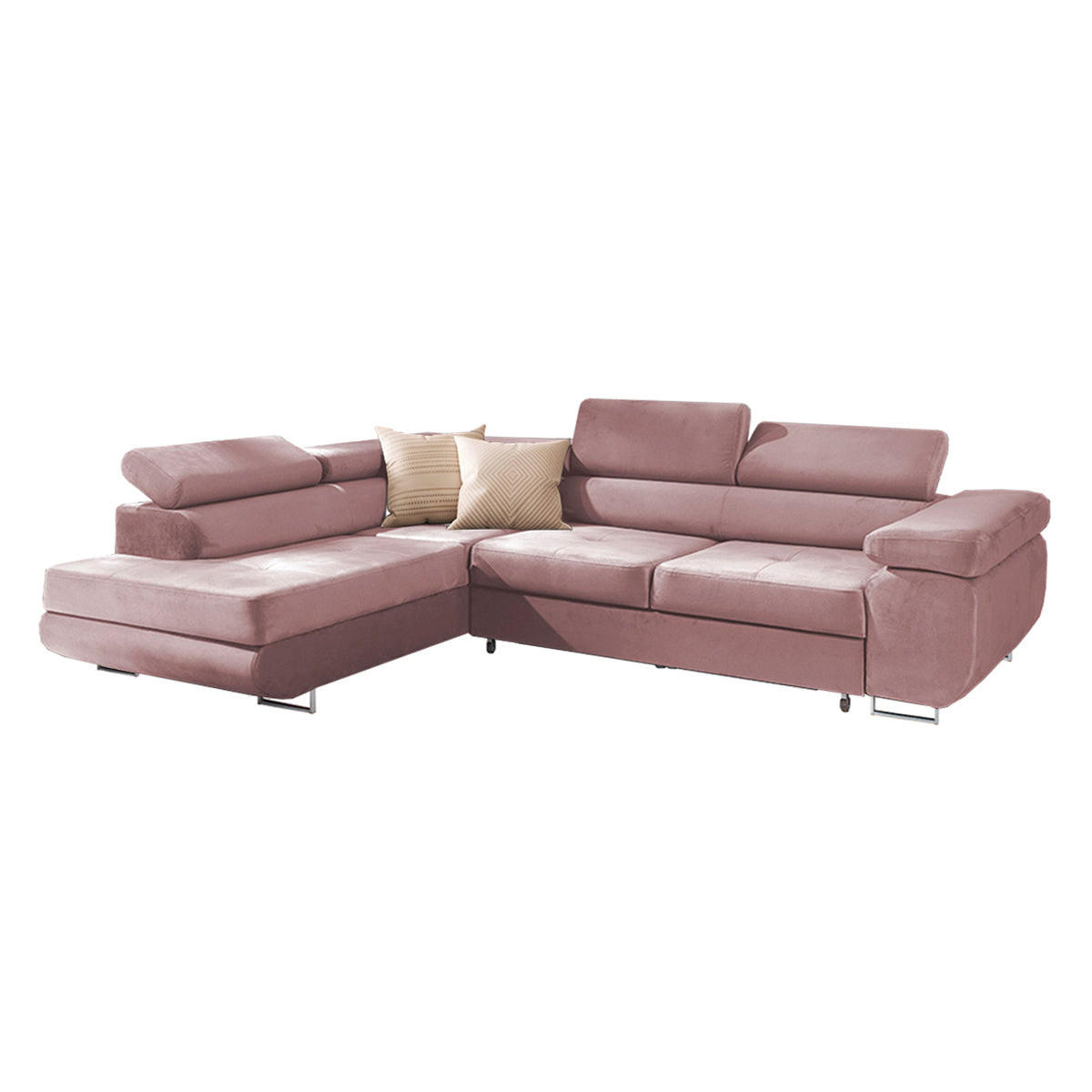 ECKSOFA Wilson 4 Sitzplätze Rose - Rosa, Textil (271/201cm) - Petits-meubles