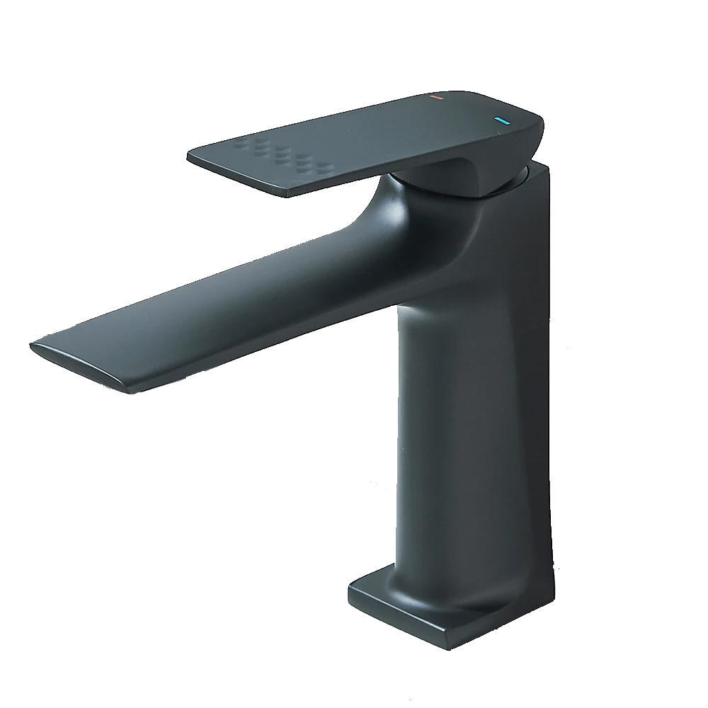 WASCHTISCHARMATUR Messingkern, Einhebelmischer, Niedrig, Schwarz - Schwarz, Metall (17.7/16/4.4cm) - Kaket