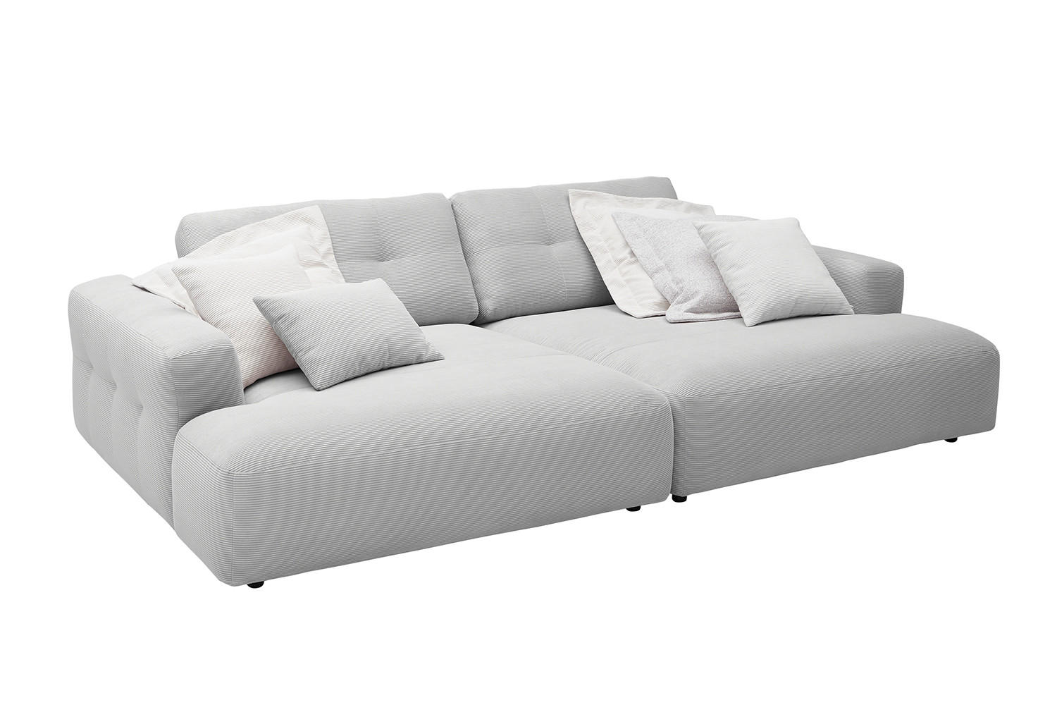 BIG SOFA MIKA Silber Cord - Silberfarben/Schwarz, Kunststoff/Textil (300/86/167cm) - KAWOLA