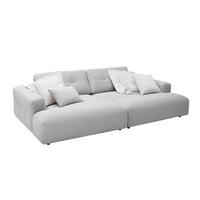 BIG SOFA MIKA Silber Cord - Silberfarben/Schwarz, Kunststoff/Textil (300/86/167cm) - KAWOLA