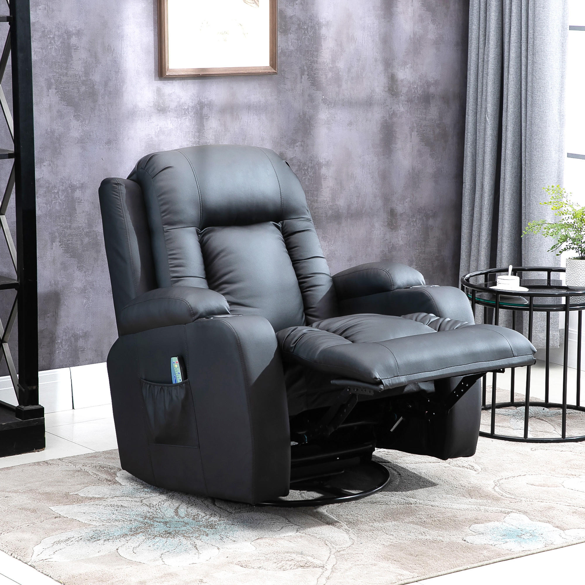 MASSAGESESSEL Kunstleder Schwarz - Schwarz, Kunststoff/Metall (94/104/85cm) - HOMCOM