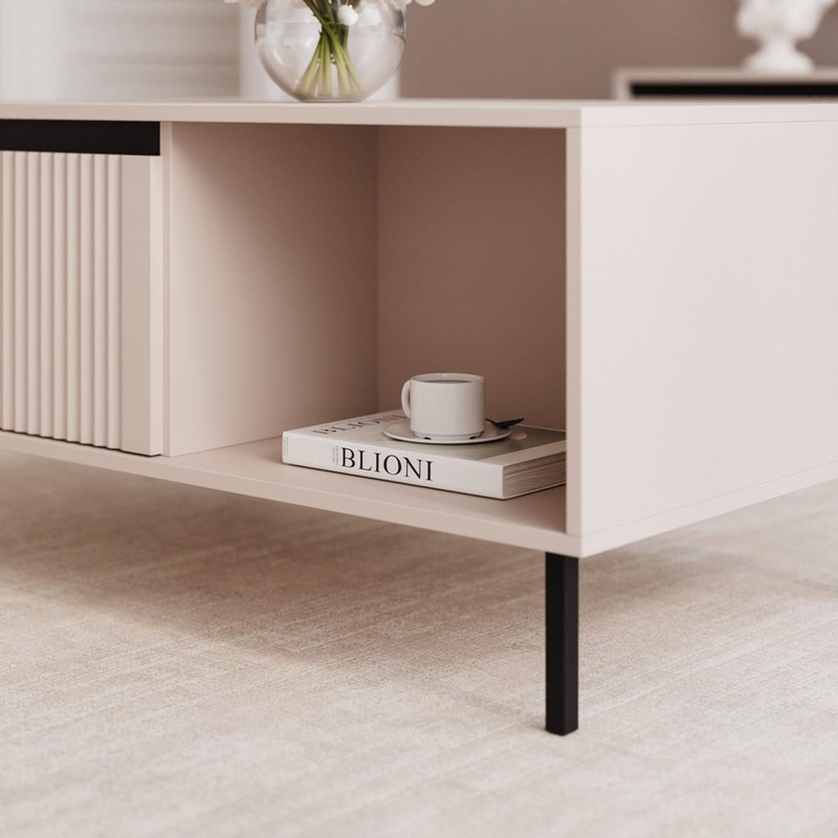 COUCHTISCH LIRA 100/60/50 cm Rechteckig, Beige - Beige/Schwarz, Holzwerkstoff/Metall (60/100/50cm) - Idohome