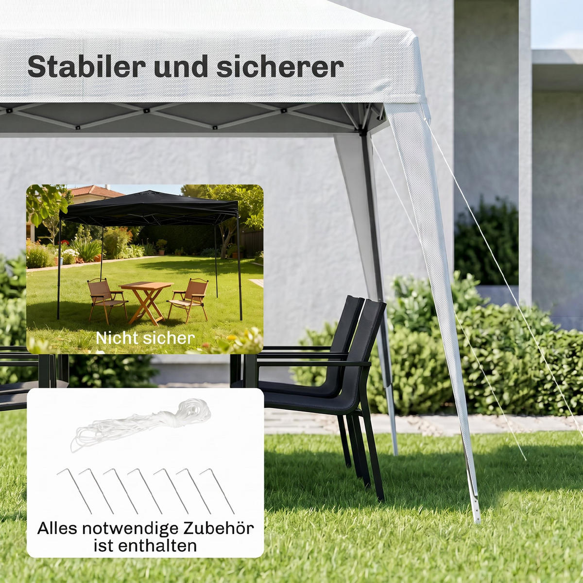 FALTPAVILLON, Grau, Stahl, Oxford - Weiß, Metall (240/250/240cm) - Outsunny