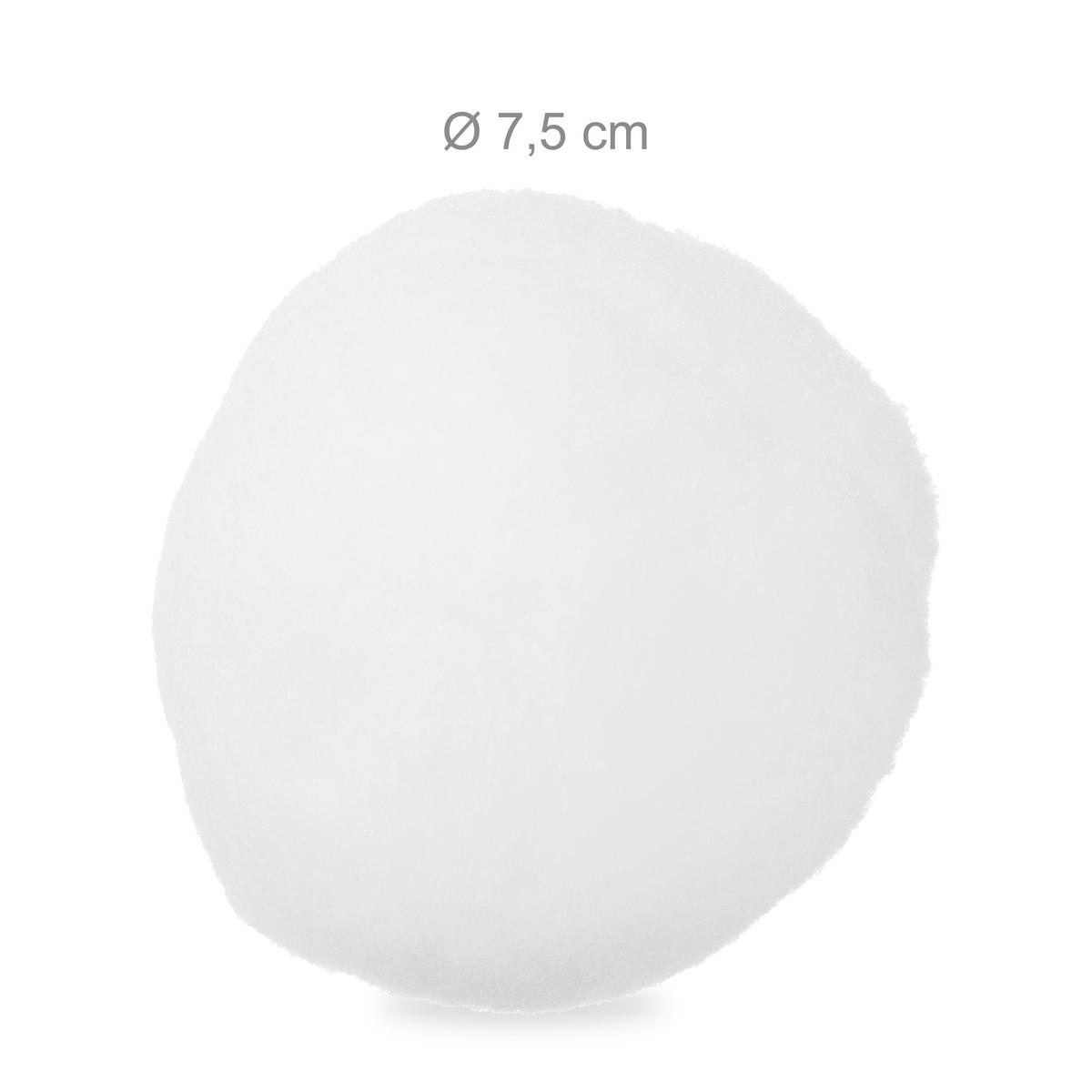 50XUMĚLÉ koule - bílá, textil (7.5/7.5cm) - Relaxdays