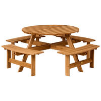 MASĂ DE PICNIC cu bănci lemn de brad maro deschisă Caparcotta - maro deschis, lemn - Beliani
