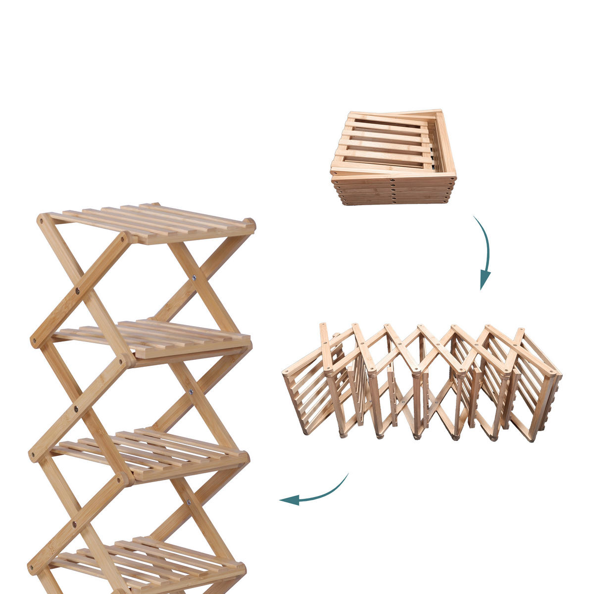 SCHUHREGAL faltbar - Hellbraun, Holz (28/125/28cm) - Relaxdays
