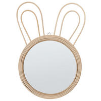 WANDSPIEGEL Rattan natürlich Hasenform 26 cm Golong - Naturfarben, Naturmaterialen (26/45/2cm) - Beliani