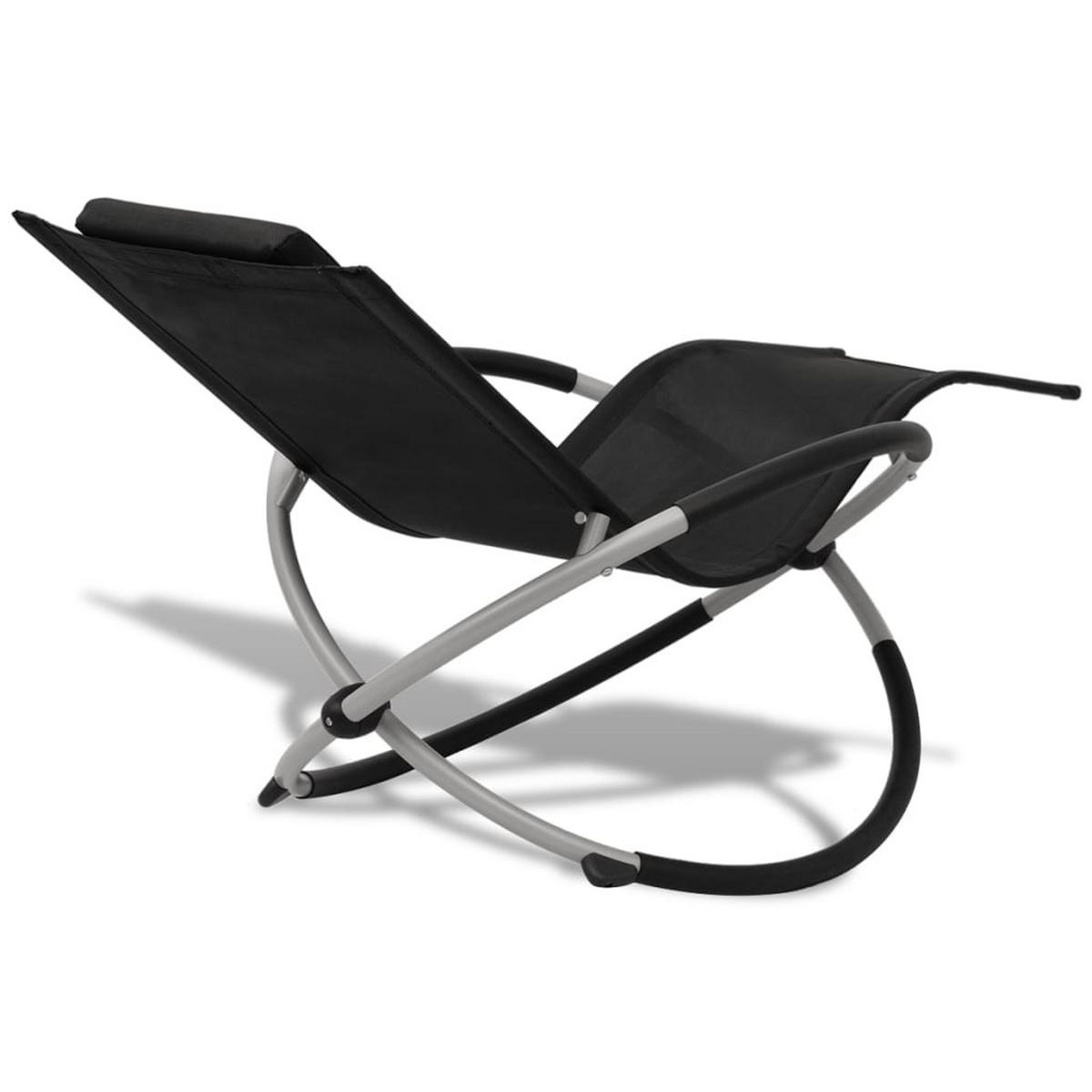 SONNENLIEGE Geometrisch Outdoor Stahl Schwarz und Grau - Schwarz, Metall (74/85/144cm) - furnicato