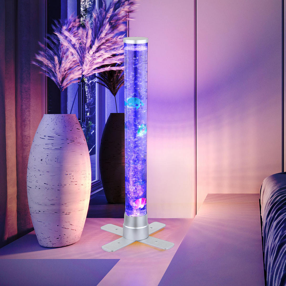 LED STEHLEUCHTE Wassersäule Klar - Klar, Kunststoff (24.6/24.6/61.1cm) - Globo Lighting
