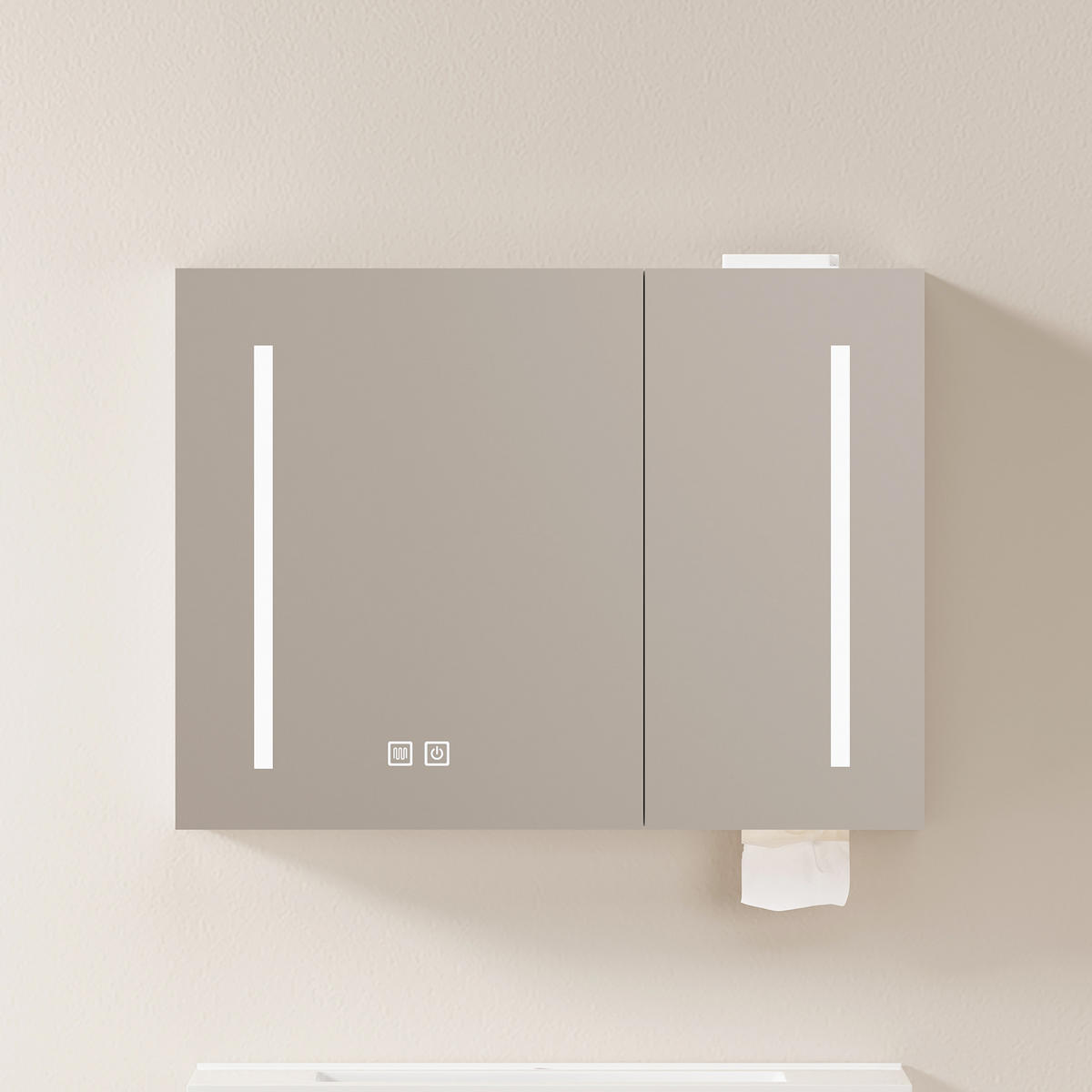 SPIEGELSCHRANK Weiß wandhängend mit LED-Beleuchtung und Stauraum 80/14/60 cm - Weiß, Holzwerkstoff (80/60/14cm) - PANGIVO