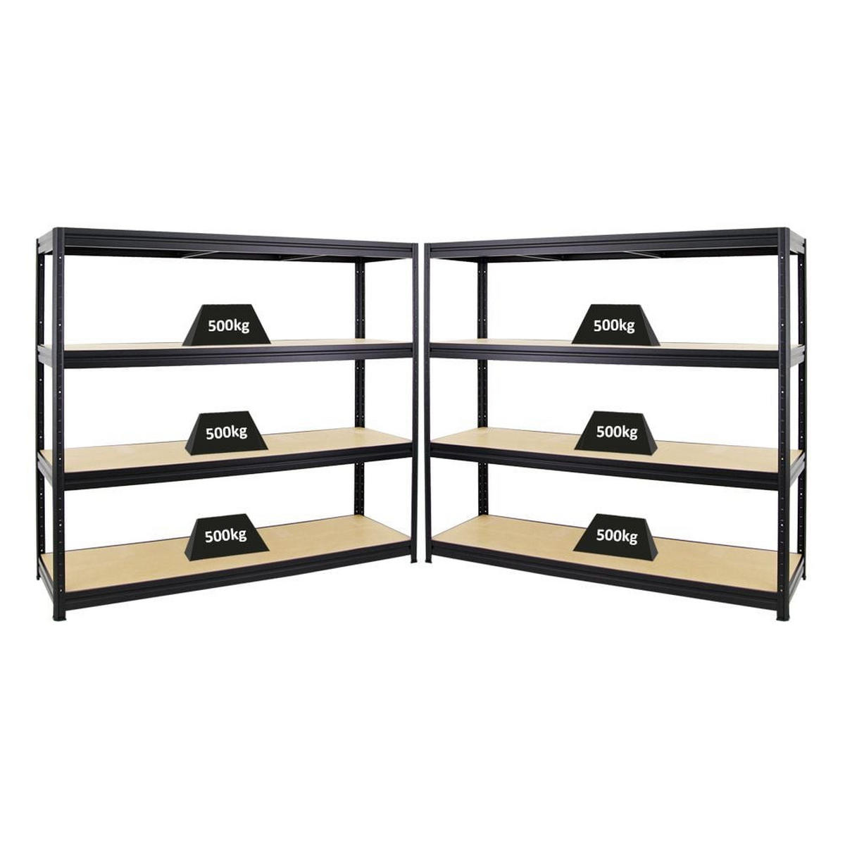ECKREGAL SparSet mit 2x Schwerlastregal Dino 180 x 180 x 60 cm Schwarz - Schwarz, Metall (270/180/60cm) - PROREGAL