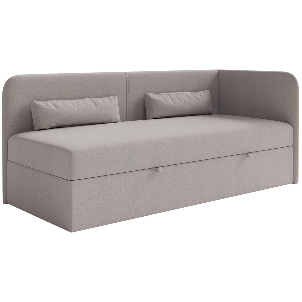 JUGENDBETT Calmmo Dunkelbeige mit Chenille-Bezug, Kopfteil rechts - Cappuccino, Textil (90/200cm) - Selsey