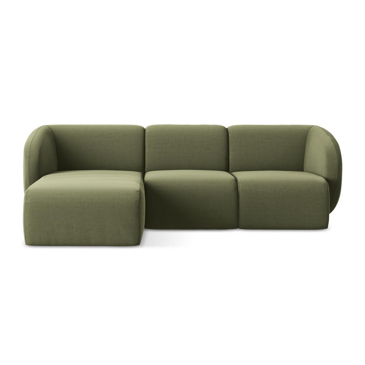 ECKSOFA Links Samt Stoff Grün - Schwarz/Olivgrün, Holzwerkstoff/Kunststoff (248/166cm) - LaMiaSofa