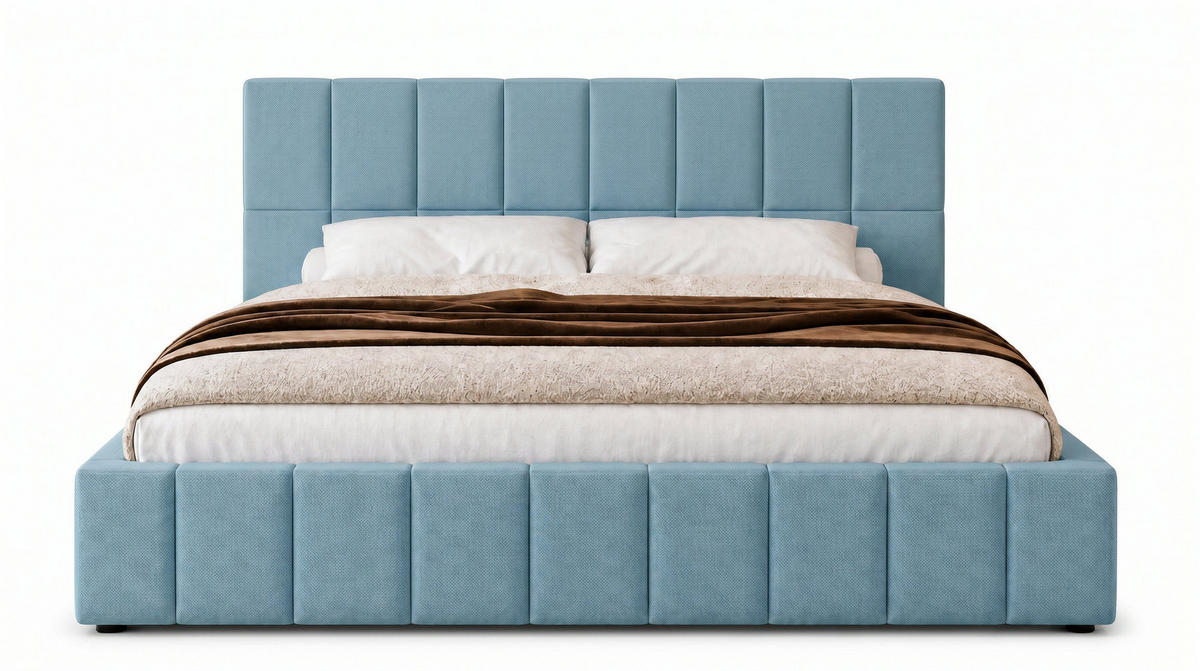 POLSTERBETT 200x200 cm, Alma, Doppelbett mit Bettkasten, Lattenrost aus Holz, Velourstoff, Hellblau - Hellblau, Holz/Kunststoff (200/200cm) - Marpur