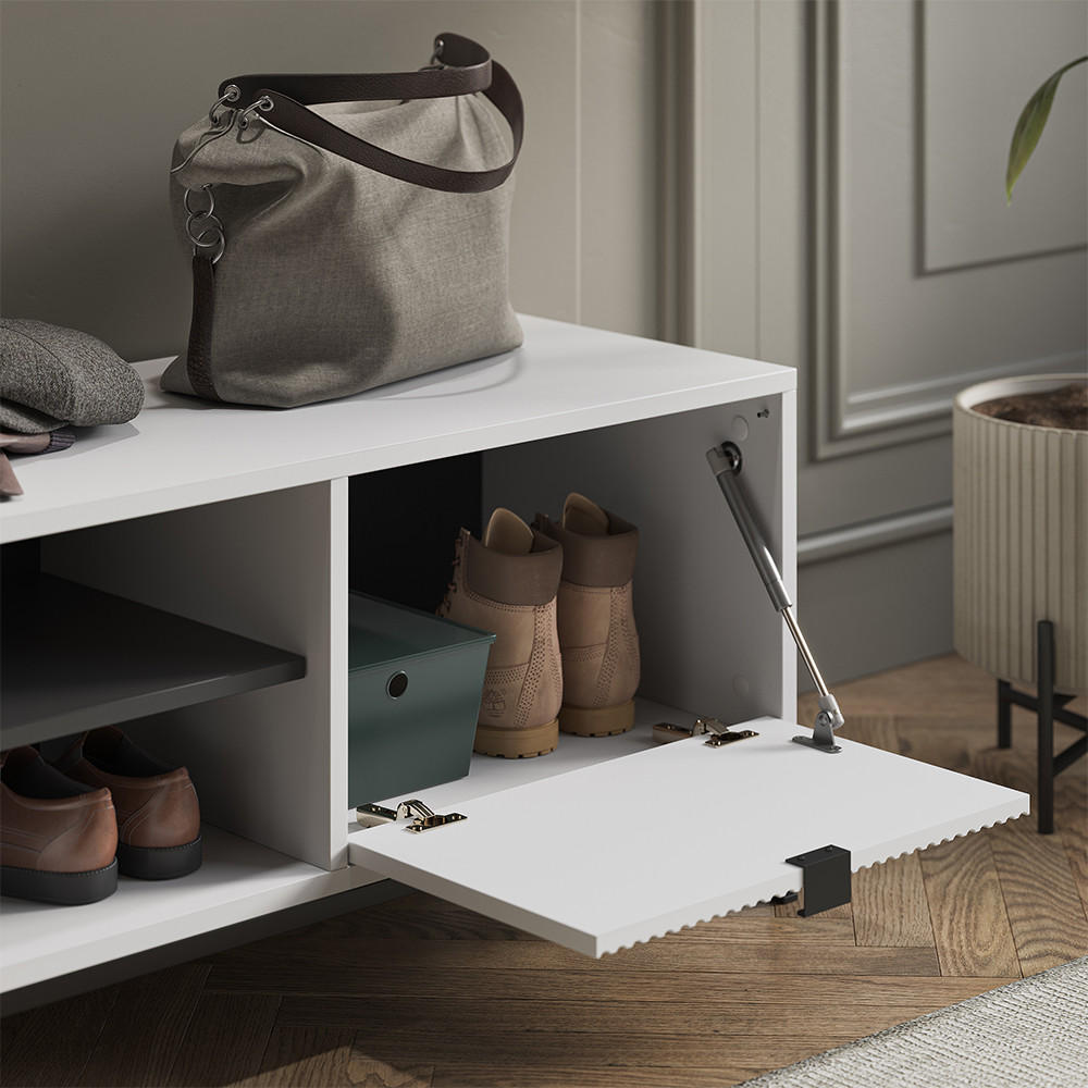 SCHUHSCHRANK Eliza Weiß 100 x 45 cm mit Klapptür - Weiß, Holzwerkstoff (100/45/40cm) - Vicco