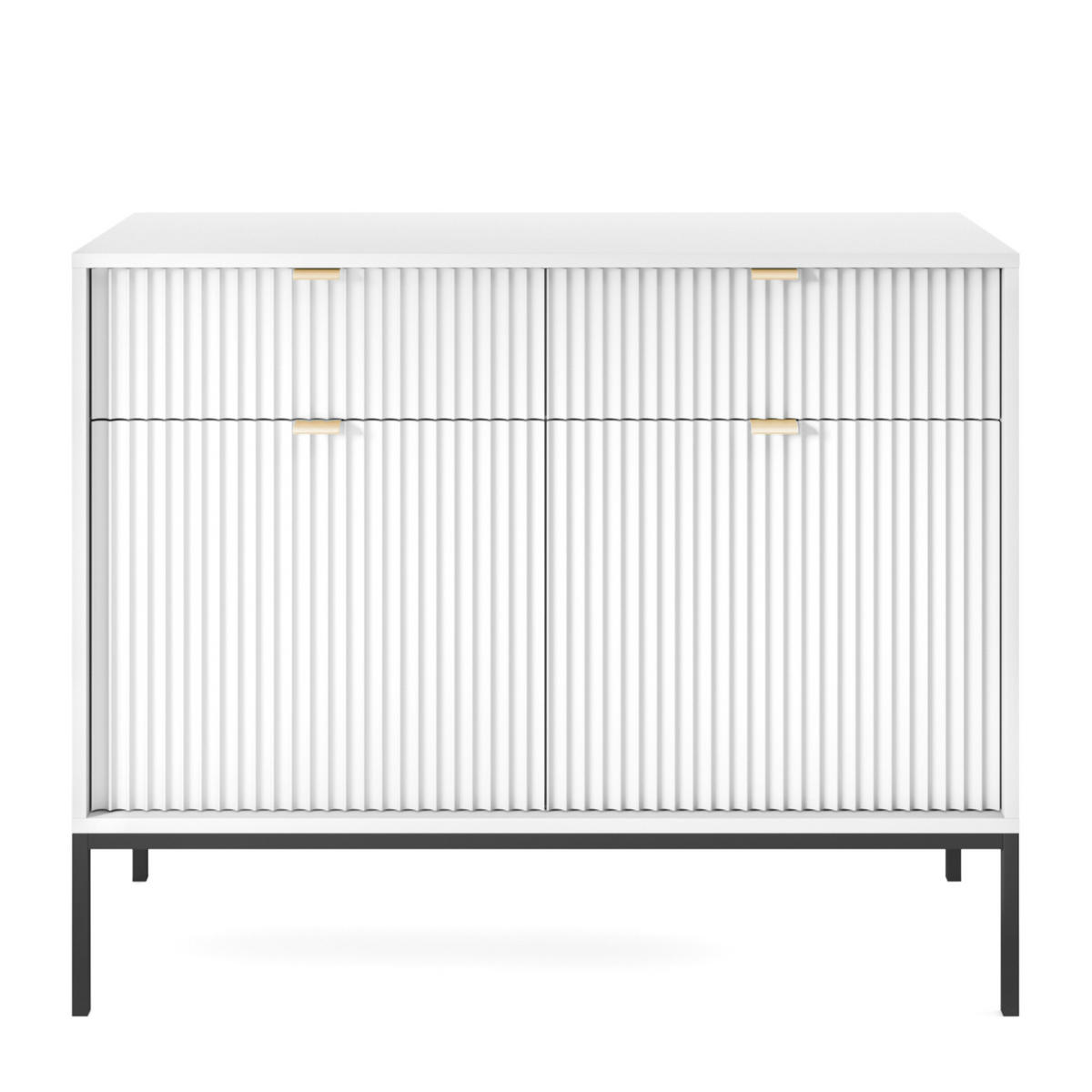 SIDEBOARD NANAIMO KOM2-2D2S Profilierte Fronten, Weiß - Weiß, Holzwerkstoff/Kunststoff (104/83/39cm) - Komodee