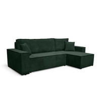 ECKSOFA Hugo L in L-Form mit Schlaffunktion und Bettkasten, Farbe: Grün, Cordstoff, Ottomane Unsiversal - Grün, Textil (244/145cm) - VENASI MÖBEL