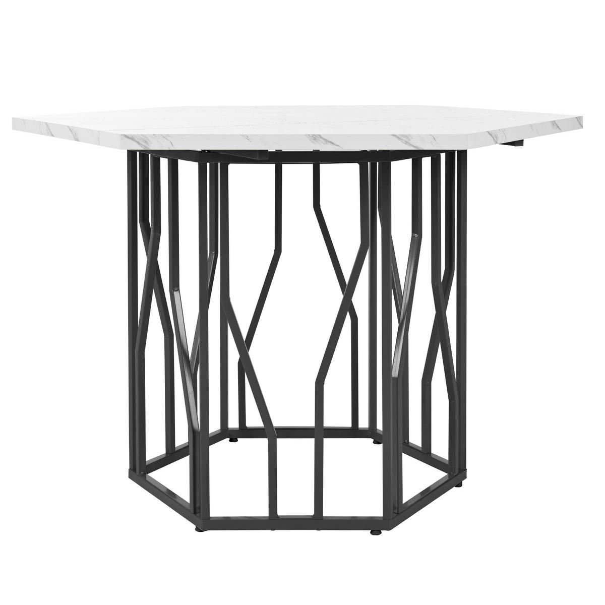 ESSTISCH 115x100x75 cm in Schwarz aus MDF mit Schwarz-Weiß Marmoroptik auf Metallgestell - Schwarz, Holzwerkstoff (100/115.5/75cm) - Modfu
