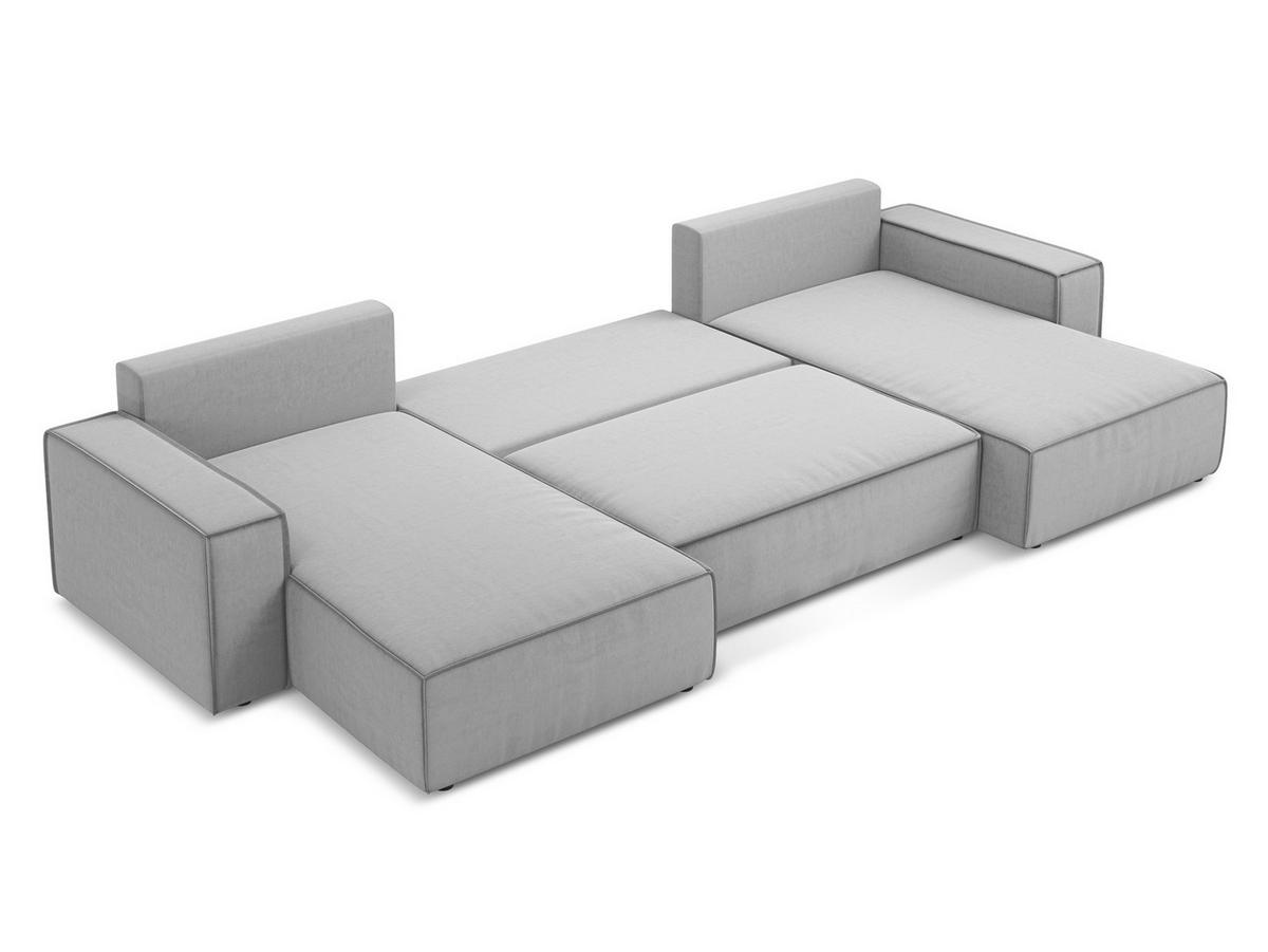 ECKSOFA mit Schlaffunktion Strukturstoff Stoff Blau - Blau/Schwarz, Holz/Textil (236/162cm) - Makamii