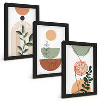 BILDER SET 3er Set - 20x30 cm Schwarzer Rahmen - Abstrakte Pflanzenformen - Schwarz, Kunststoff (20/30cm) - TULUP