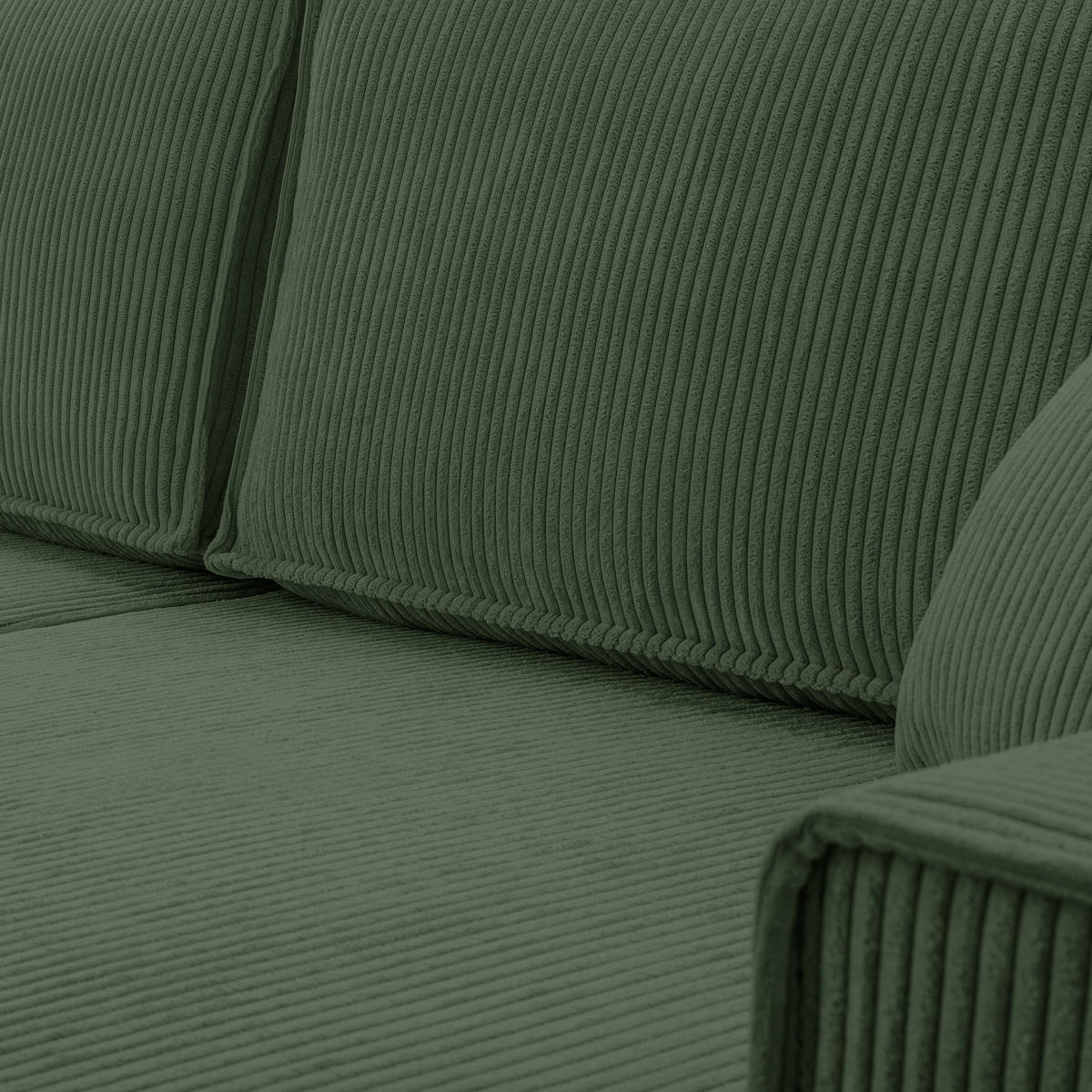 WOHNLANDSCHAFT Cedria Grün 389/145/85 cm mit Schlaffunktion - Dunkelgrün/Schwarz, Kunststoff/Textil (389/85/145cm) - AX Living