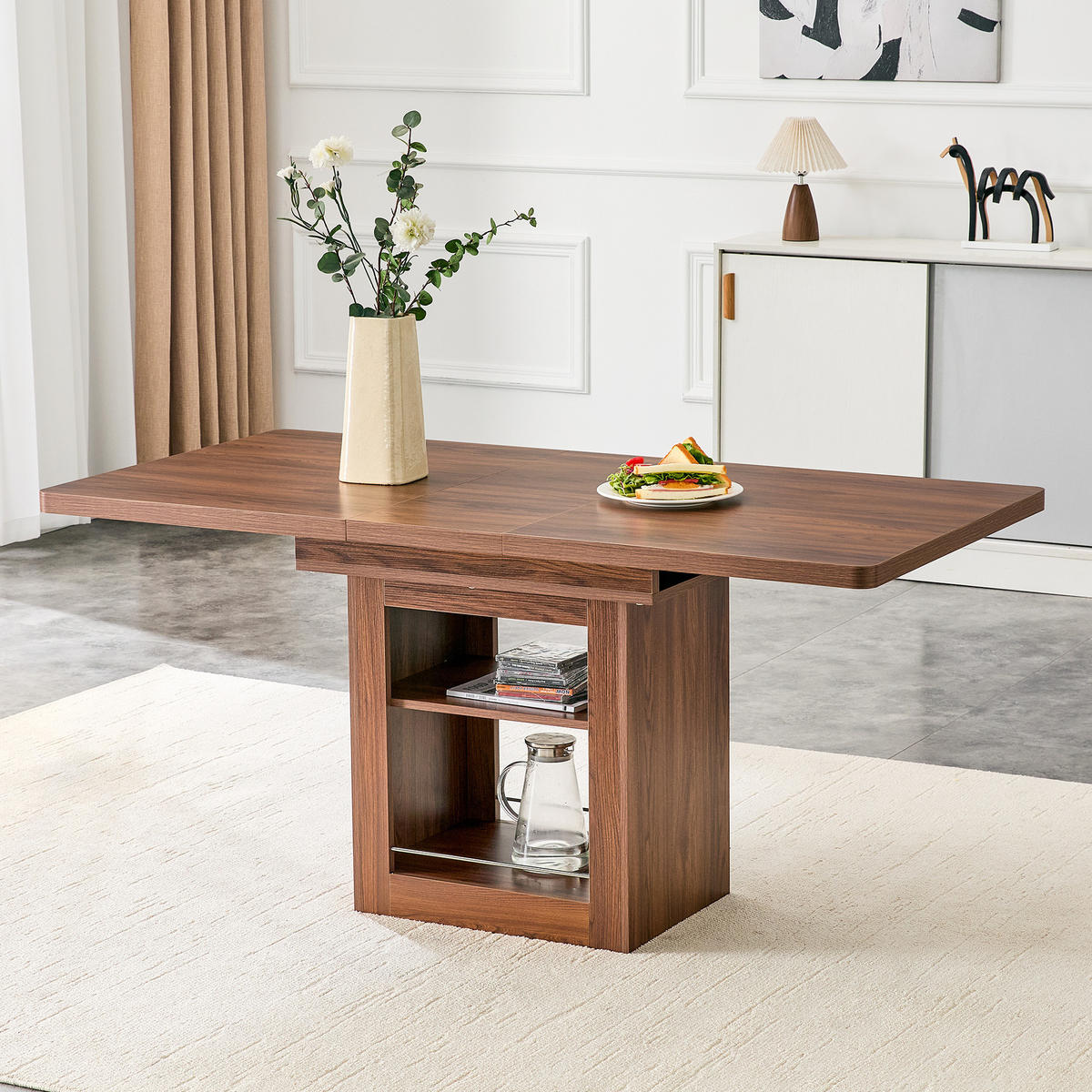 AUSZIEHTISCH Nussbaumfarben mit Ablage - Walnussfarben, Holz (80/130/75.5cm) - PANGIVO
