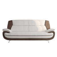 SOFA 3-Sitzer, Stoff Kronos, Weiß + Braun, Palermo - Weiß, Holz (198/89/87cm) - Kaiser Möbel