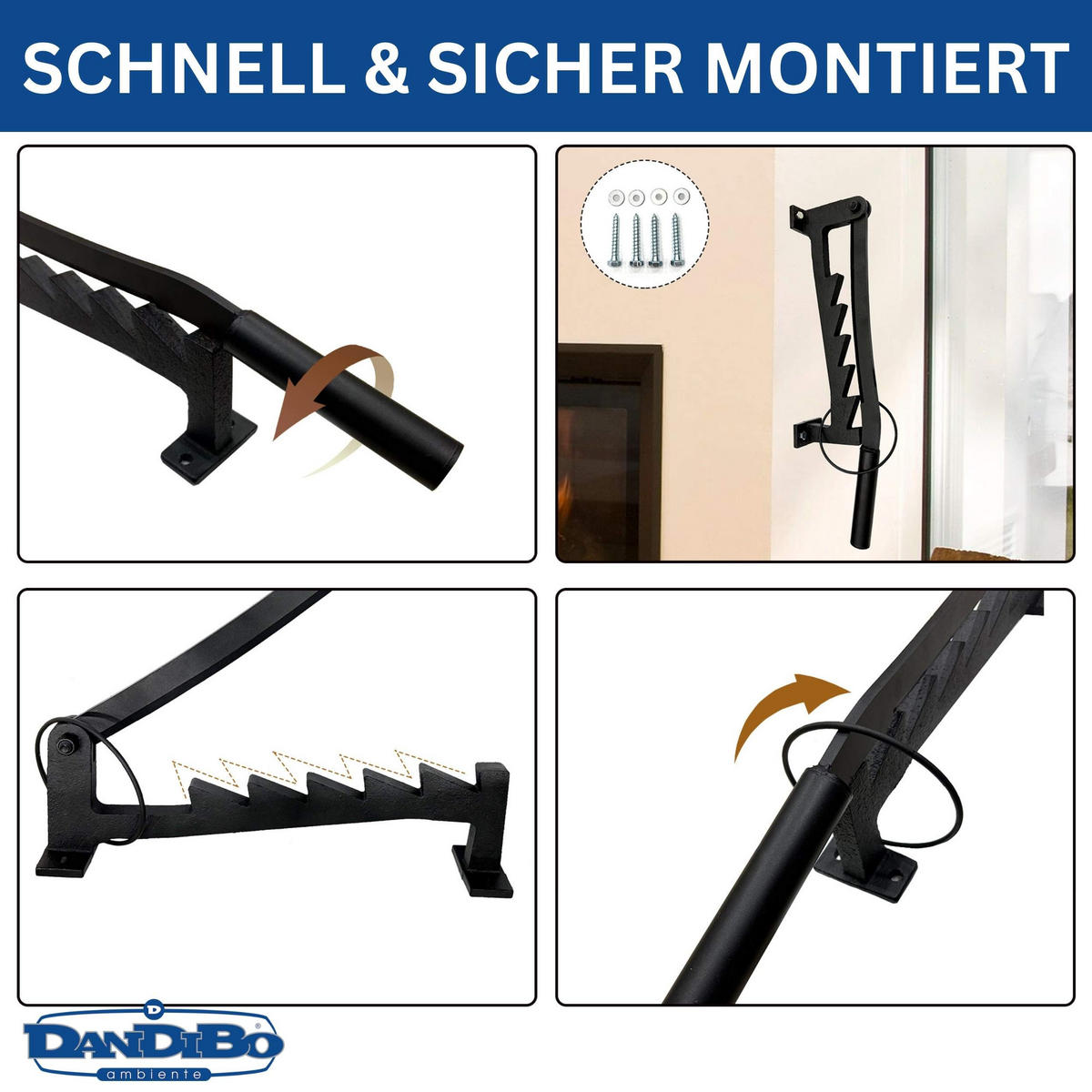 HOLZSPALTER manuell zur Wandmontage Metall Schwarz 42 cm - Schwarz, Metall (13/42/41cm) - DanDiBo