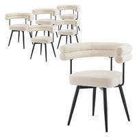 JÍDELNÍ ŽIDLE otočné, sada 6 ks, béžová, plyšová látka - černá/béžová, kov/textil (63/75/55cm) - ML-DESIGN