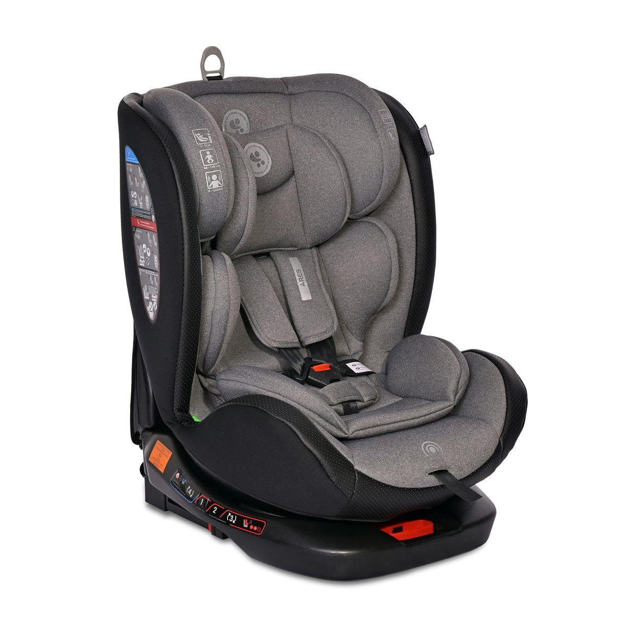 KINDERSITZ Ares i-Size grau (40-150cm) Isofix, verstellbar, Sitz 360° drehbar - Grau, Kunststoff (46/63/53cm) - Lorelli