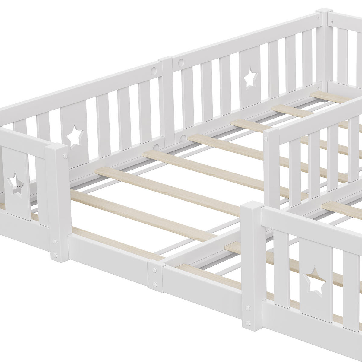 POLSTERBETT 90x200cm grau Massivholz, Sicherheitsgitter, niedriger Rahmen - Grau, Holz