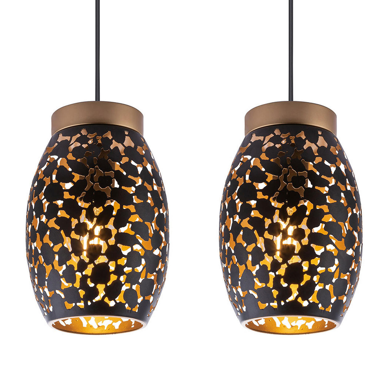 HÄNGELEUCHTE NARRI Metall Schwarz Gold - Schwarz, Metall (90/15/120cm) - Globo Lighting