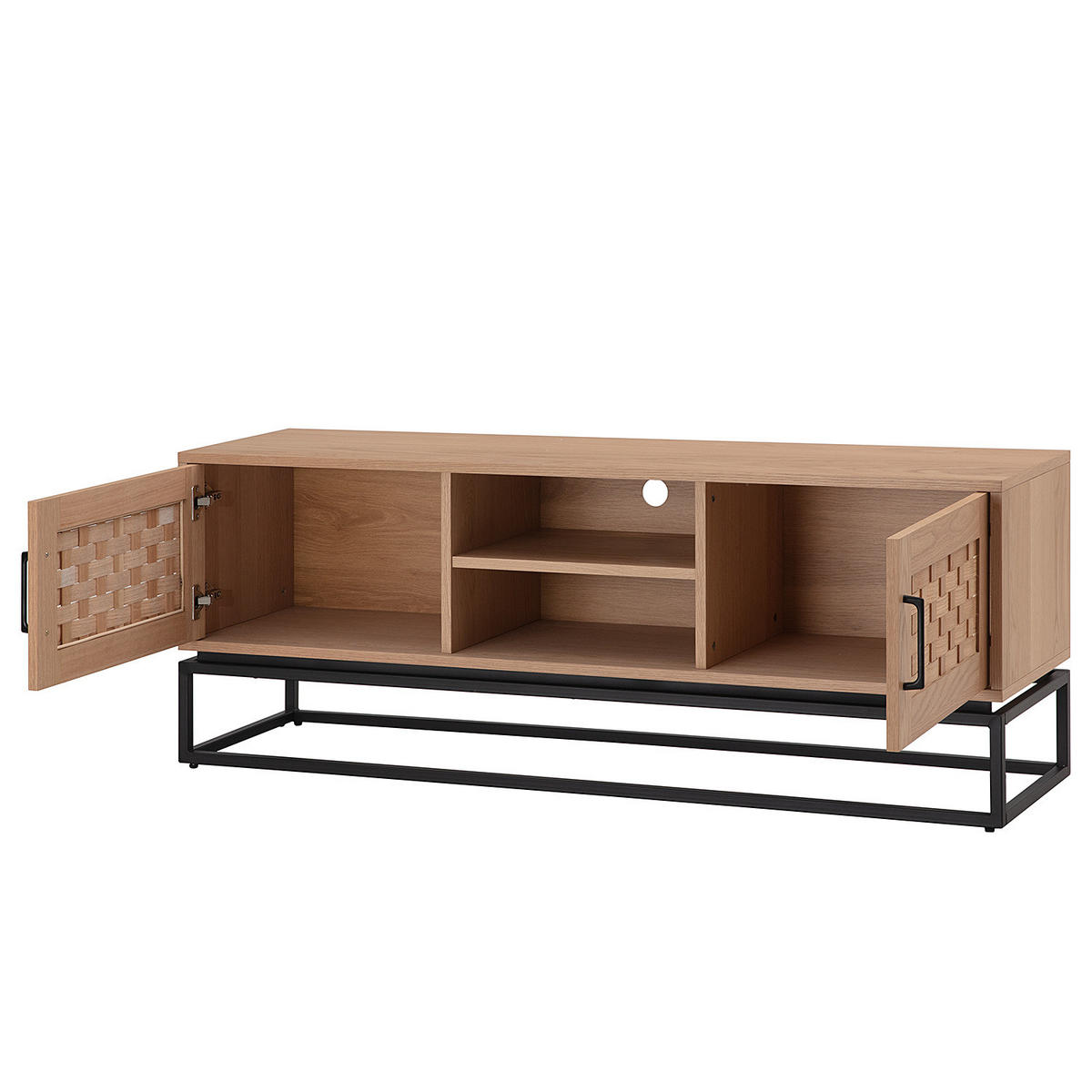 TV-LOWBOARD - Holzwerkstoff / Metall - Schwarz/Braun, Holzwerkstoff/Metall (150/55/40cm) - home24