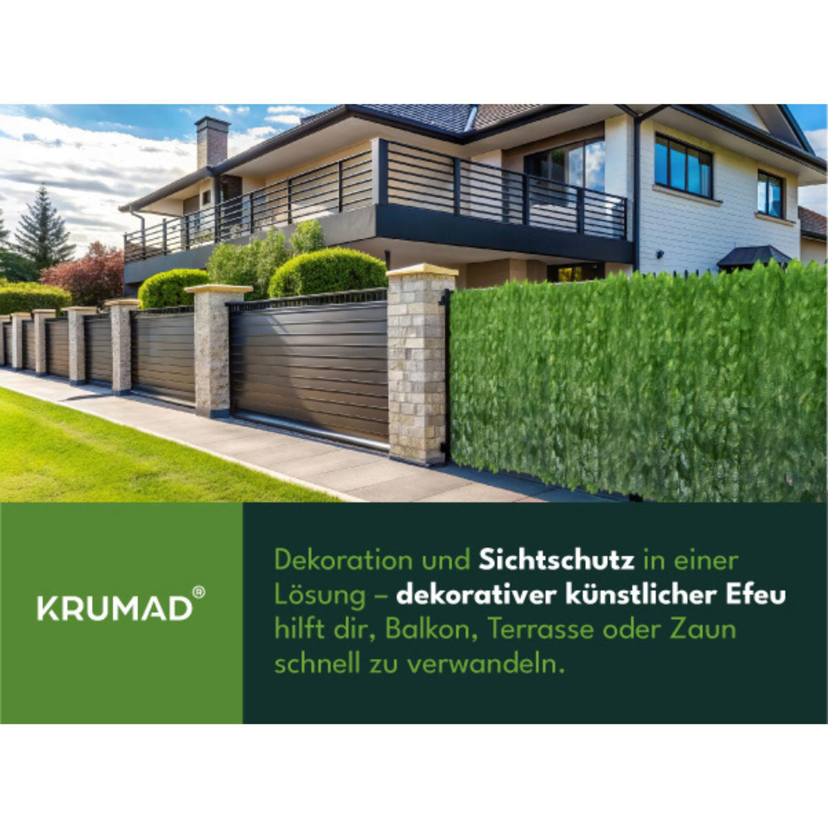 KUNSTPFLANZE Efeu, 2er-Set 300x50cm - Waldgrün, Kunststoff (300/50cm) - KRUMAD