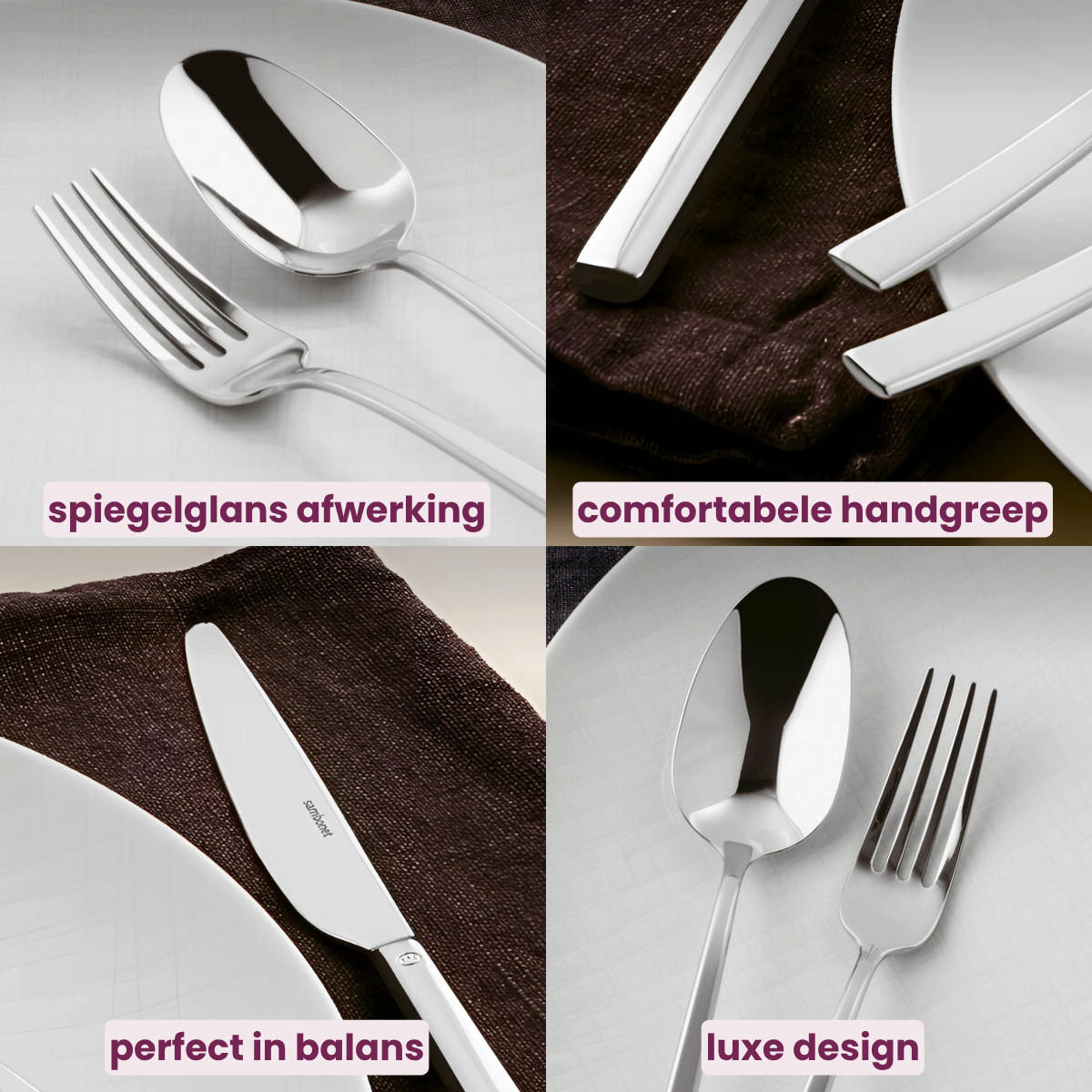 BESTECKSET Rock - Edelstahl - 36-teilig / 6 Personen - Silberfarben, Metall - Sambonet