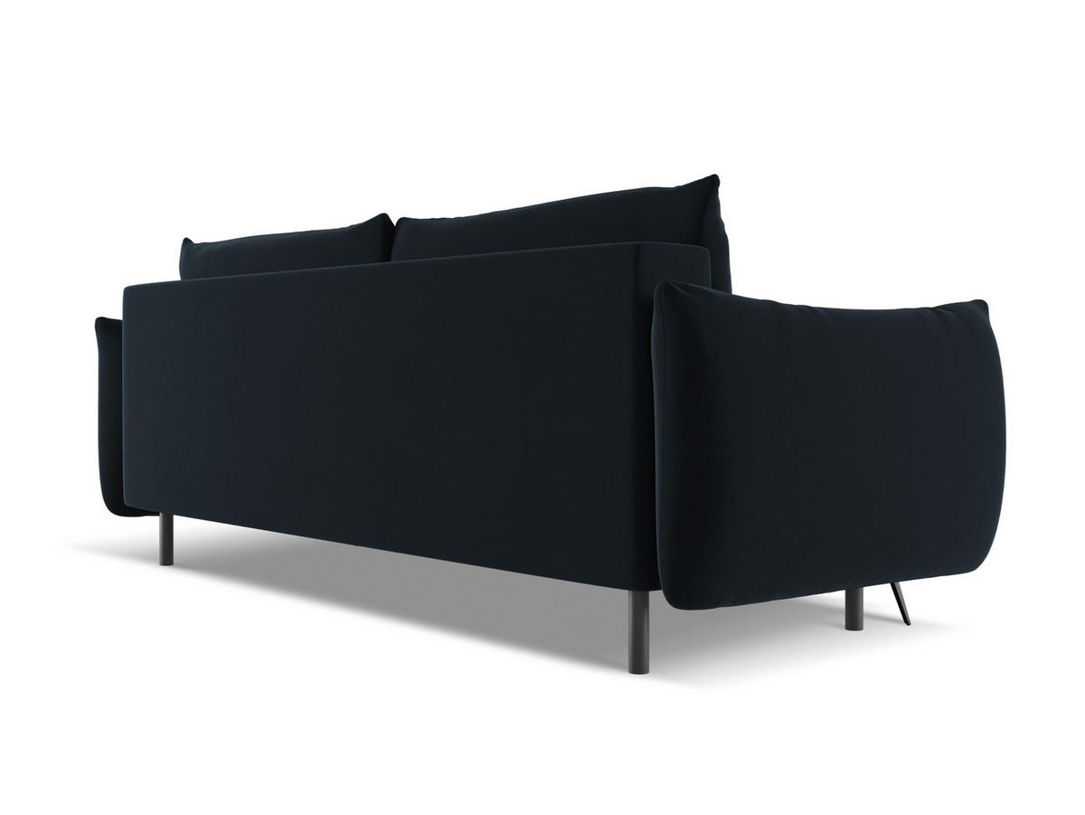3-SITZER SOFA mit Schlaffunktion Samt Stoff Blau - Blau/Schwarz, Textil/Metall (230/86/105cm) - Makamii