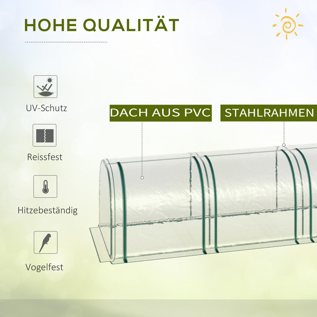 FOLIENGEWÄCHSHAUS Treibhaus Frühbeet mit Tür Pflanzenaufzucht Folie Stahl - Transparent, Kunststoff (100/80/295cm) - Outsunny