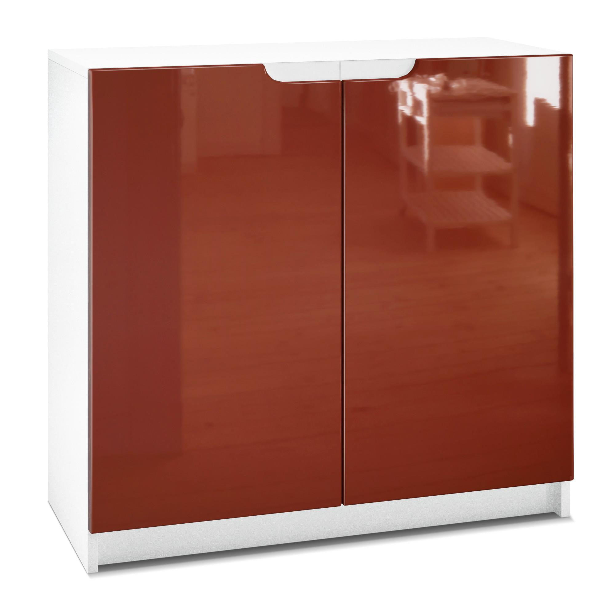 KOMMODE Logan Fronten in Bordeaux Hochglanz - Bordeaux, Holzwerkstoff (82/78/37cm) - Vladon