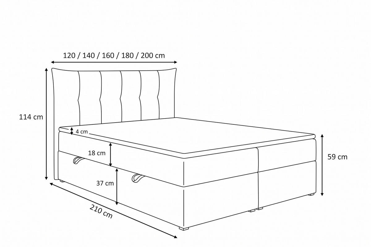 BOXSPRINGBETT PREMIUM 10, 160 x 200 cm, Bettkasten, H3, grau - Grau, Textil (160/200cm) - Labett