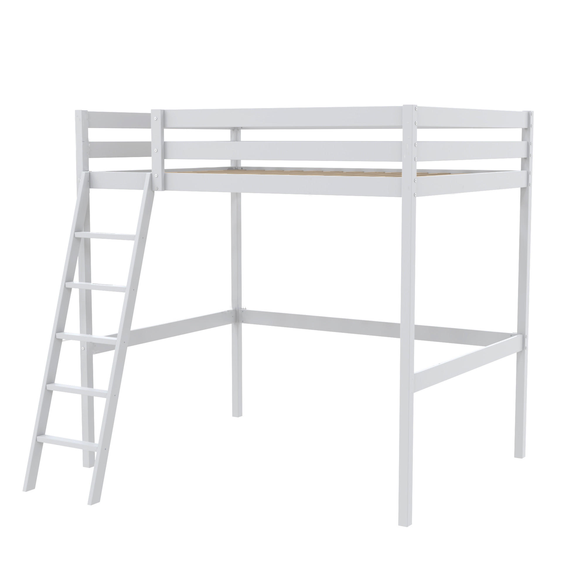 HOCHBETT STUDIO mit Lattenrost / Hochbett 90x200 - Weiß - Weiß, Holz (90/200cm) - Weber Industries