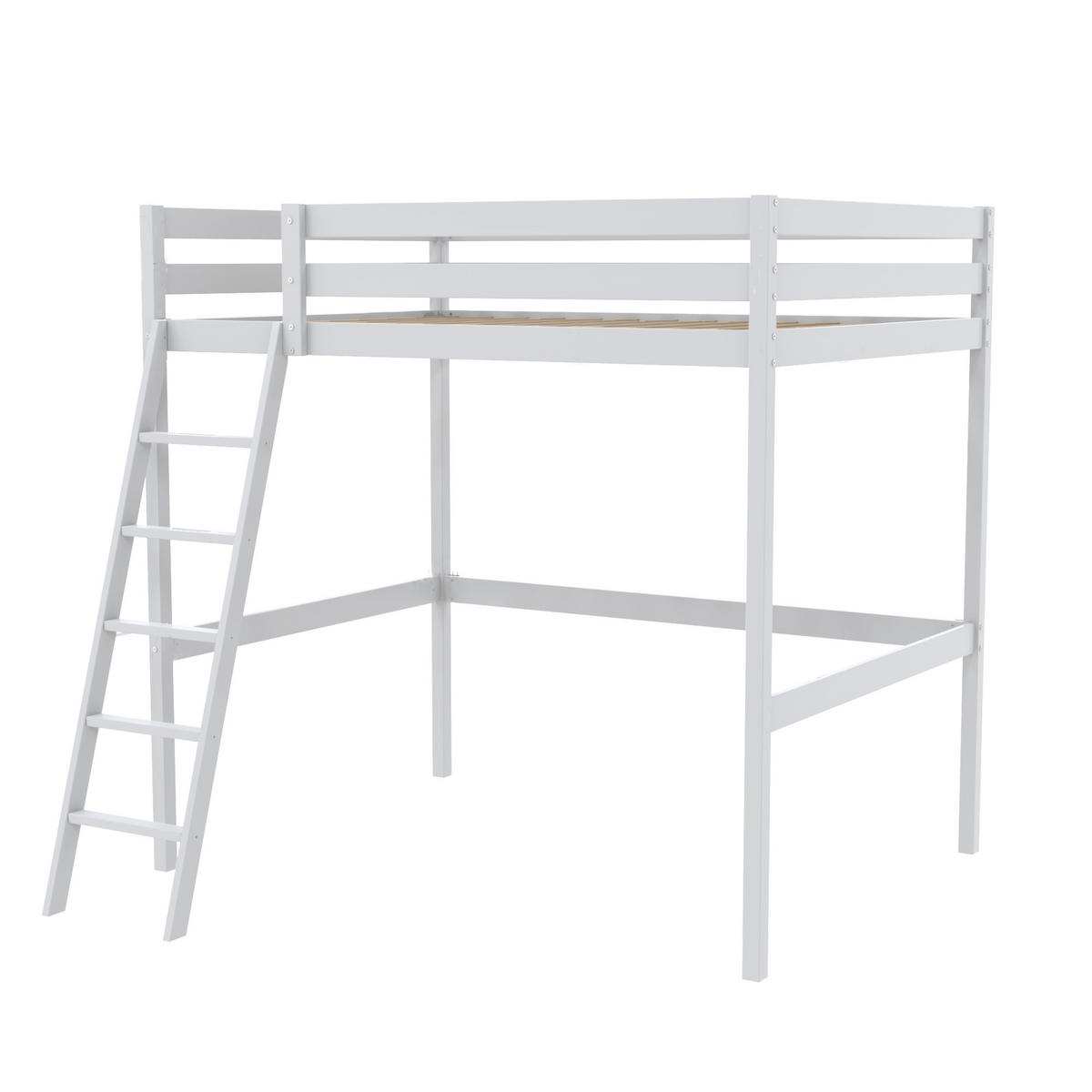 HOCHBETT STUDIO mit Lattenrost / Hochbett 90x200 - Weiß - Weiß, Holz (90/200cm) - Weber Industries