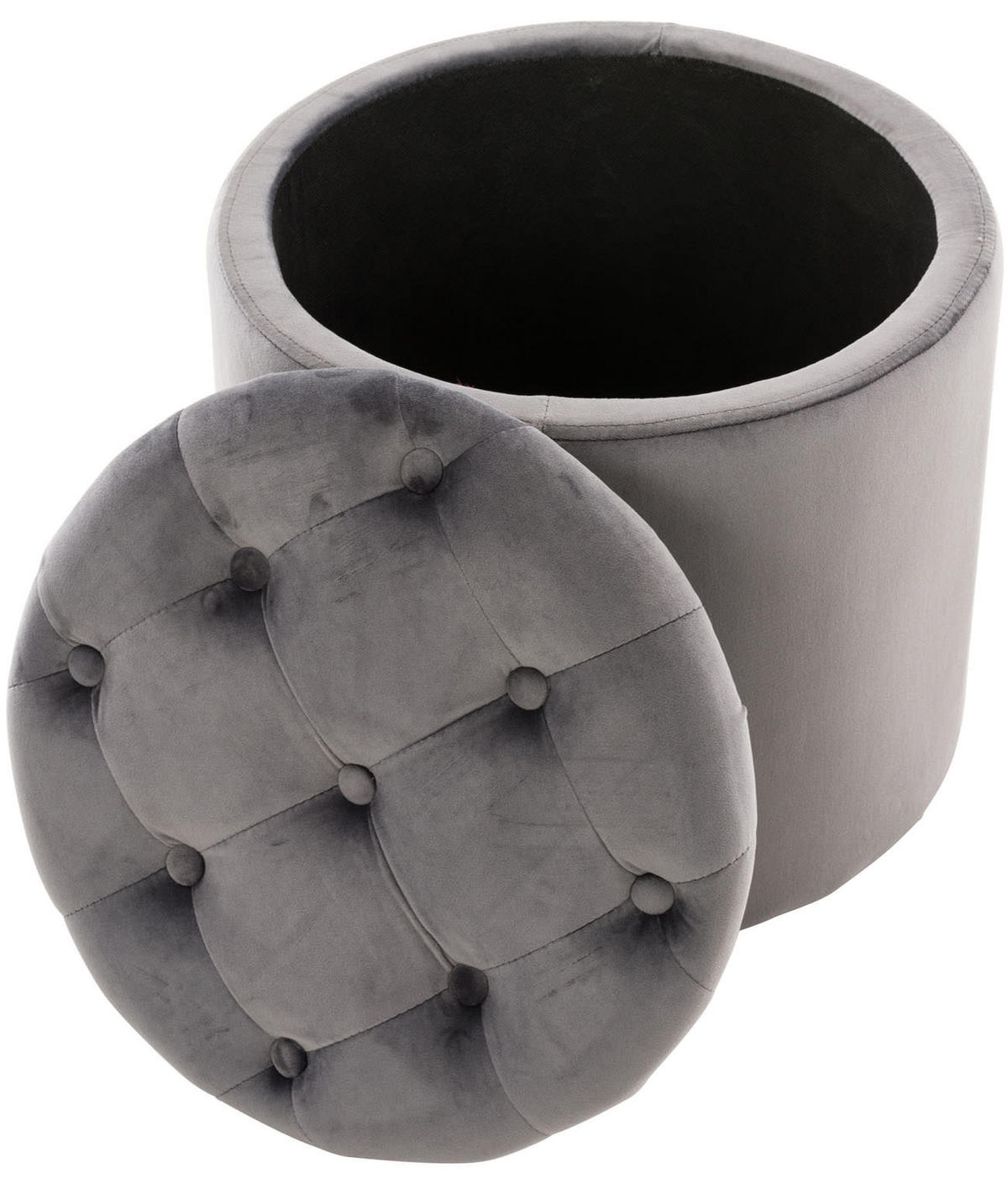 SITZWÜRFEL Samt Grau - Schwarz/Grau, Kunststoff/Textil (44/42/44cm) - CLP