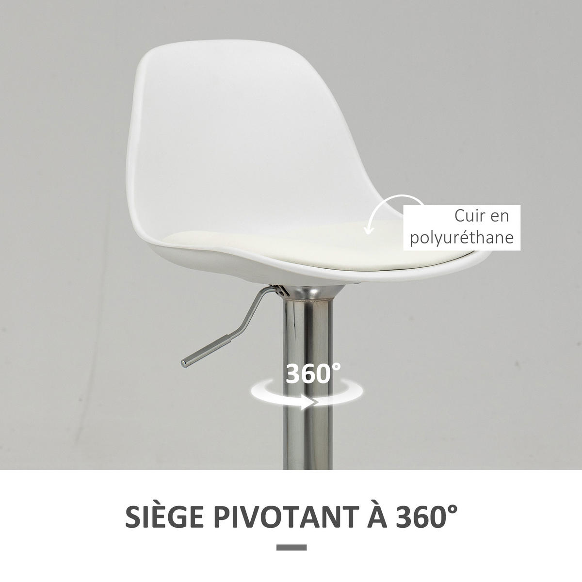 BARHOCKER 2er-Set DE-14750 höhenverstellbar mit Rückenlehne & Fußstütze Weiß - Weiß, Metall (42/104/41cm) - ComfortXL