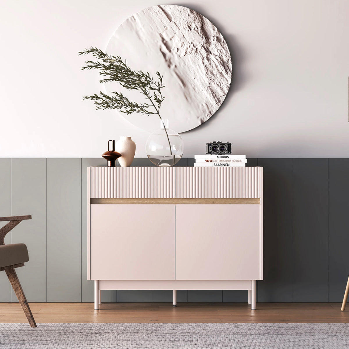 SIDEBOARD Connie Kaschmir und Holz - Beige, Holzwerkstoff (103.2/84.4/40cm) - Petits-meubles