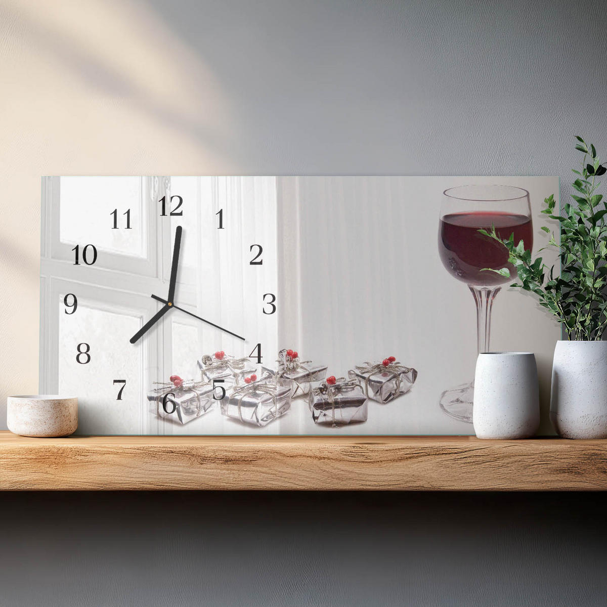 WANDUHR 60x30 cm - Ahornblatt - Multicolor, Glas (60/30/0.4cm) - TULUP