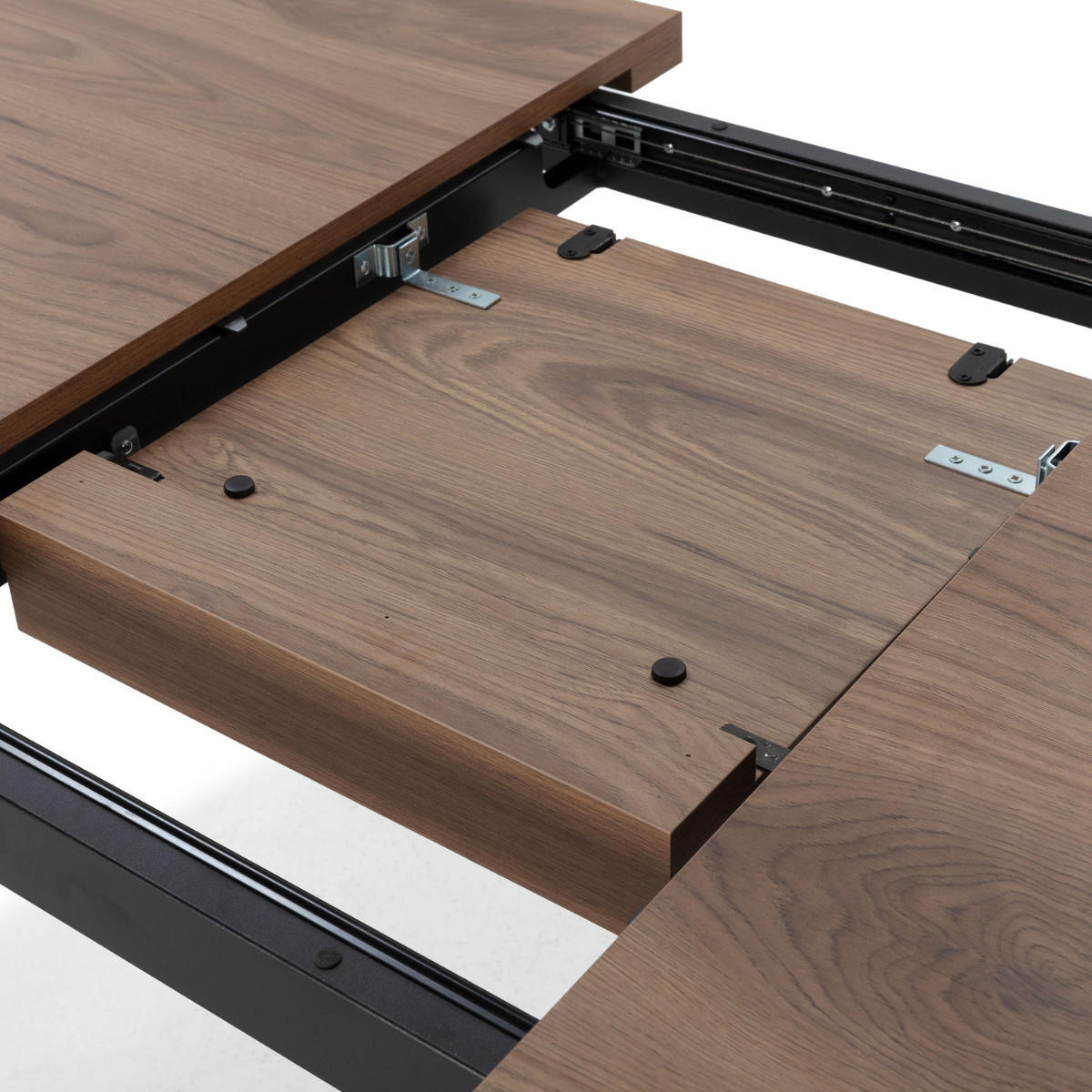 TISCH ausziehbarer von 138 bis 178 cm mit Metallbeinen 85/76/138 cm - Nussbaumfarben, Holzwerkstoff (91.6/85/76cm) - Calicosy